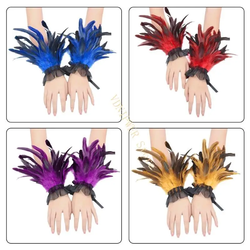 Nhập vai tay áo lông vũ trang phục phụ kiện cho lễ hội âm nhạc Halloween D08E