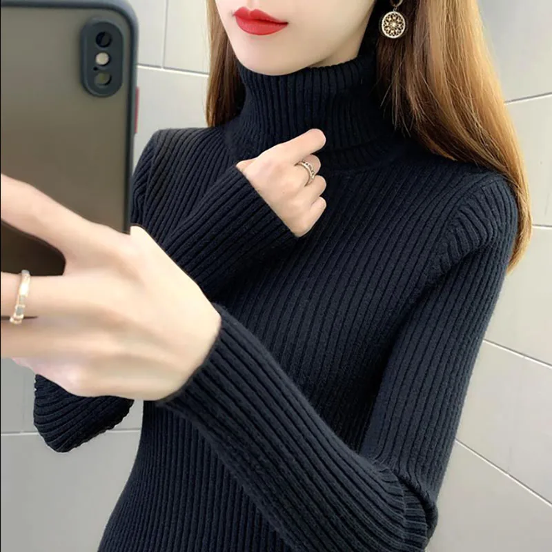 Fashion Turtleneck Solid Color All-match Sweater Women\'s Clothing 2022 Autumn New Casual Pullovers Loose Commute Shirt