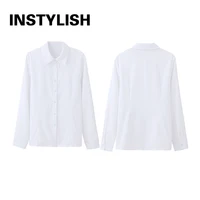 Women Elegant Solid Button Shirt Chiffon Blouse Spring Summer Casual Solid Long Sleeve Turn Down Collar Tunics OL Shirt Tops 6