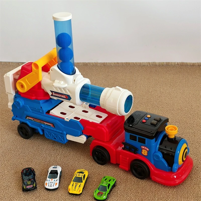 볼 자동차 발사기 레이싱 레일 자동차 모델 기차 트럭 교육 장난감 어린이 트랙 모험 게임 기계식 대화 형 장난감