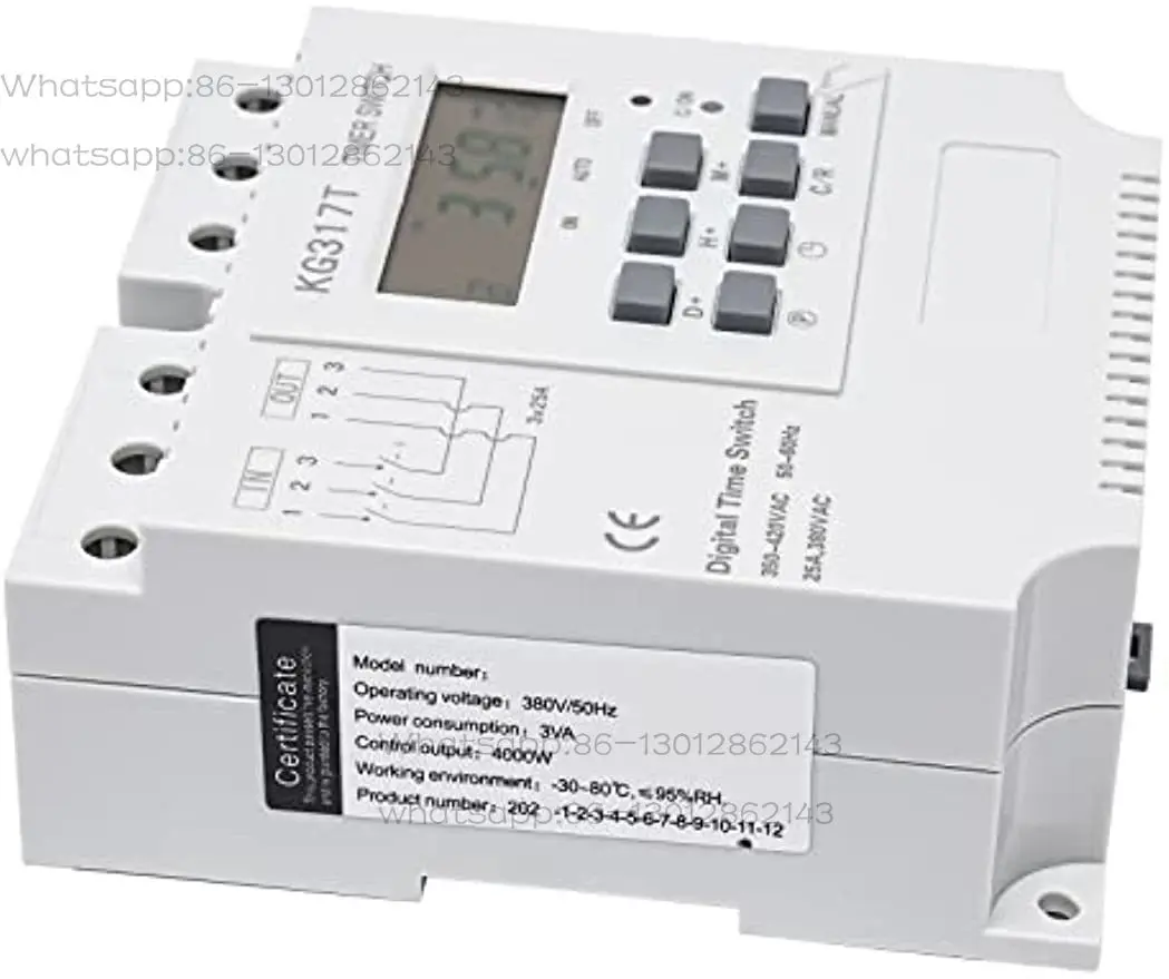 2025  Minuterie Numérique Programmable, 25A, 3 Phases, 380V, 50-60Hz, KG317T