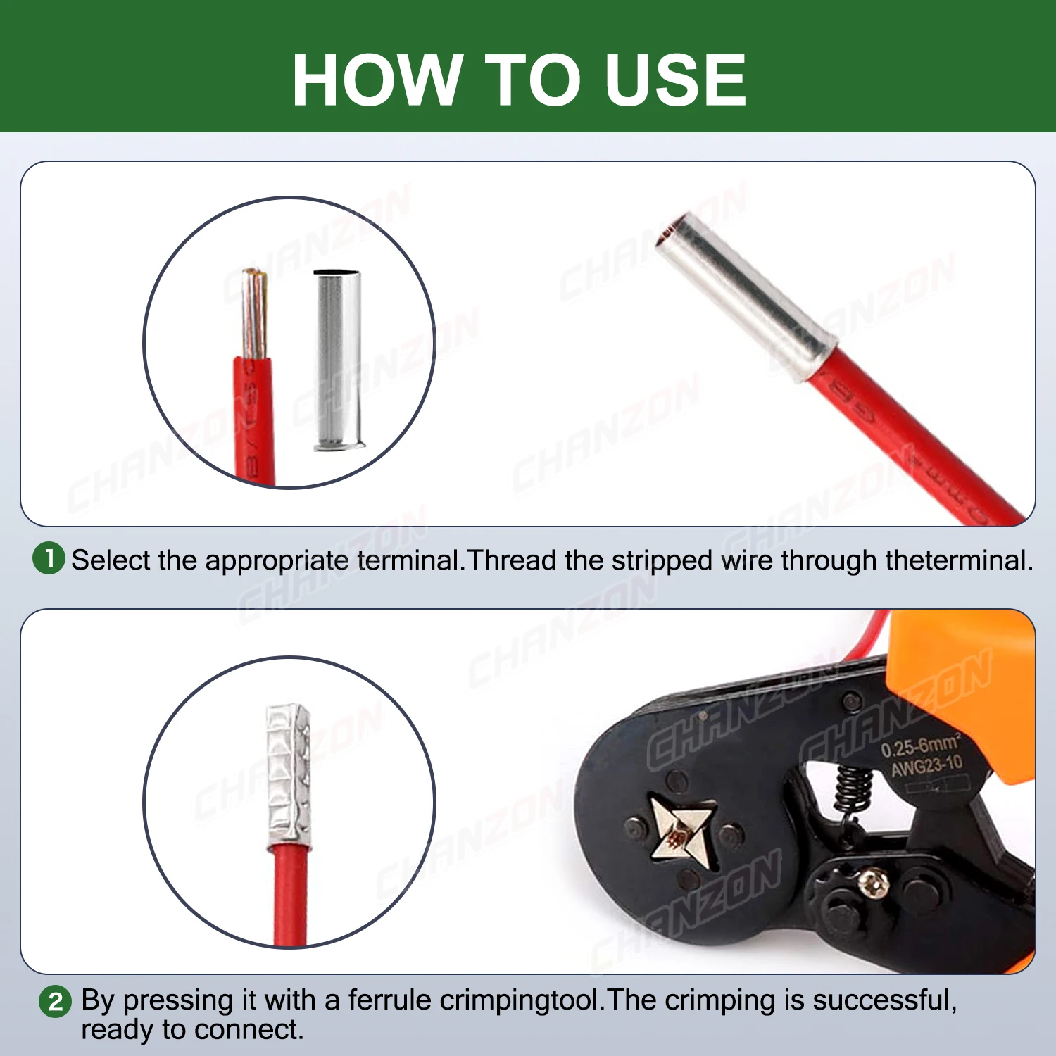 10 Values Tinned Red Copper Ferrule Terminals Non Insulated Cord End Electrical Cable Crimp Sleeve Wire Connectors Crimping Tool