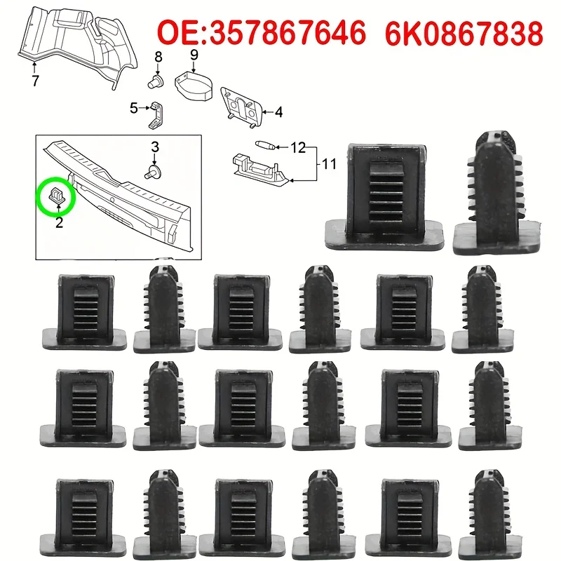 Clips de plástico resistentes para el panel trasero de la carrocería detrás del revestimiento del techo para Volkswagen Golf MK4 MK5 Jetta Eos Bora Caddy Passat B3