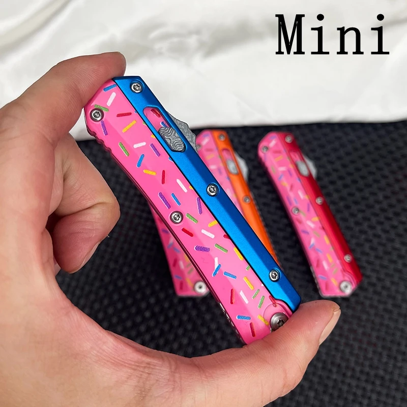 

Mini Glykon Donut Knife Micro OTF Tech Knives EDC Sharp Blade Zinc aluminum Handle Tactical Knife Outdoor Hunting Camping Tools