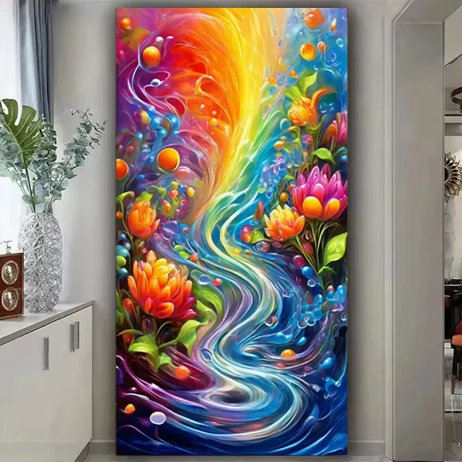 2025 Diamond Mosaic Painting Abstract Color Flower DIY Fantasy Water Ripple Cross Stitch Kit Rhinestone Handmade Art Home Decor