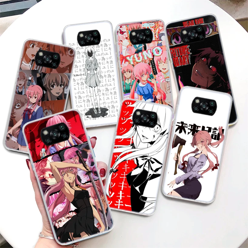 Mirai Nikki Gasai Yuno Anime Coque Phone Case For Xiaomi Poco X7 X6 X5 X3 Nfc X4 Gt F6 F5 Pro F4 F3 F2 F1 M5s M4 M3 5G Soft Cove