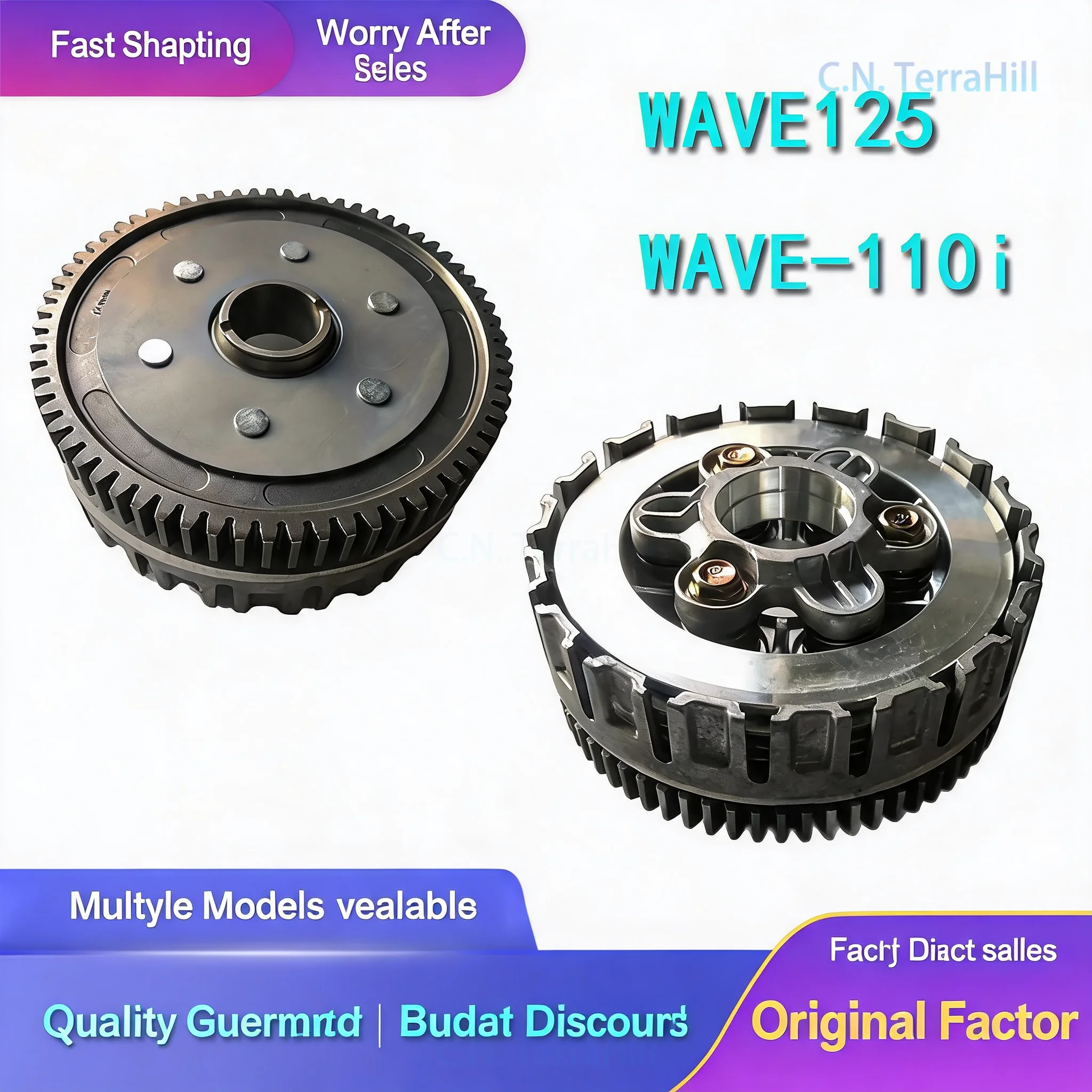 Motorcycle Clutch Assembly Compatible with KPH WAVE125 WAVE-110i Dirt Bike Off-Road