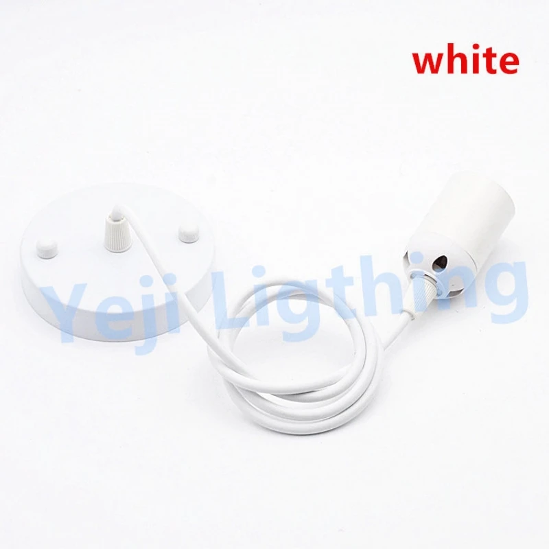 Modern Lamp Base Iron Ceiling Rose Ceiling Canopy with Cable Wire Cord Set E27 Socket Plastic Lamp Holder for Led Chandelier DIY