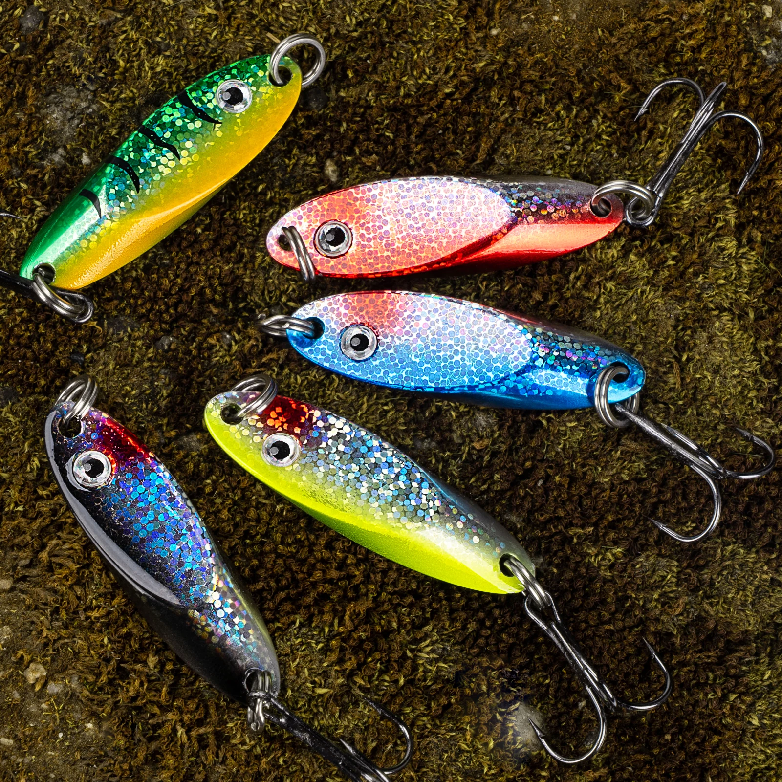 

THKFISH 5pcs Metal Spoon Trout Lures 3.5g 5g 7g 10g 14g Fish Eye Spinner Jig Spoons Lure For Pike Fishing Hard Bait With Hook