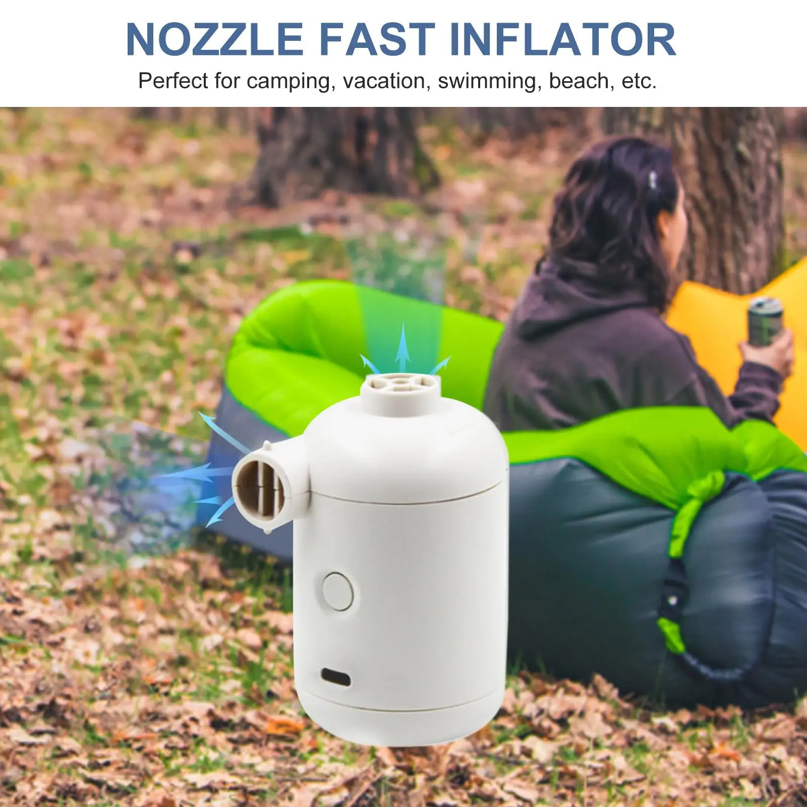 Portable Air Pump USB Plug in Air Mattress Pump Inflator/Deflator Pumps for Outdoor Camping Air Mattress Swimming Ring