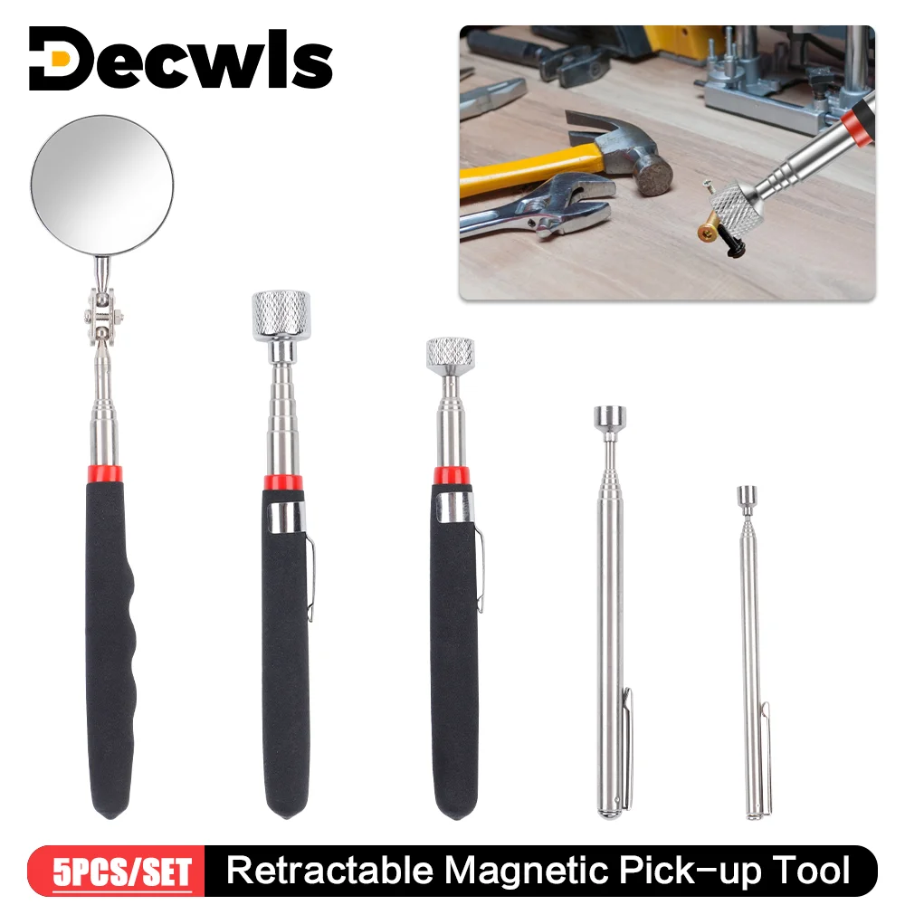 

Телескопический магнитный захват, портативный выдвижной магнит с карманным зажимом, смотровое зеркало, вращение на 360°, подходит для технического обслуживания автомобилей, захвата металлических деталей