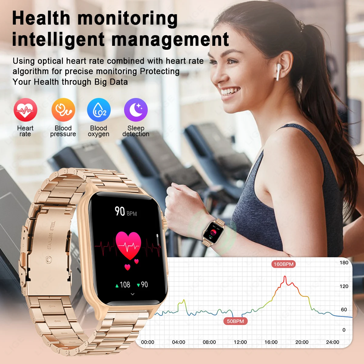 LUIK Nieuwe LED Zaklamp Vrouwen Slimme Horloge 1.96 ''HD Scherm Bluetooth Oproep Waterdichte Gezondheid Monitor Outdoor Sport Smartwatch mannen