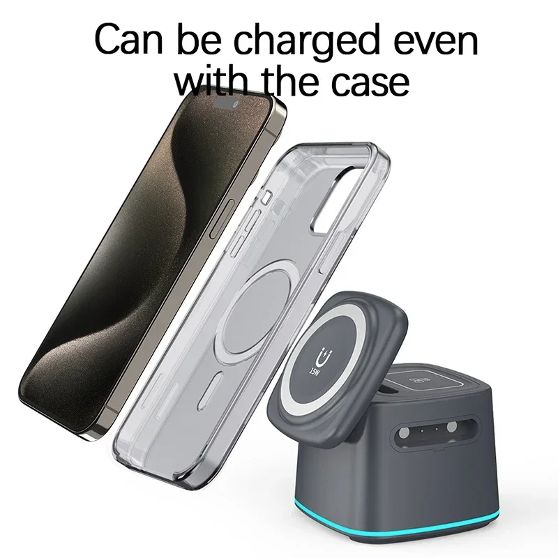 

Магнитная беспроводная зарядная станция 15W для iPhone 14 Pro Max, 3-в-1, быстрая зарядка для Apple iWatch 8, 7, AirPods Pro 3, 2