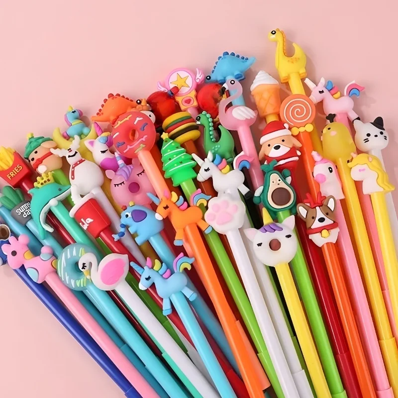 40Pcs/Lot Kawaii Gel Pens Cute Cartoon  Neutral Pens Random 0.5mm Black Ink Writing Supplies Kids School Office Stationery Gifts