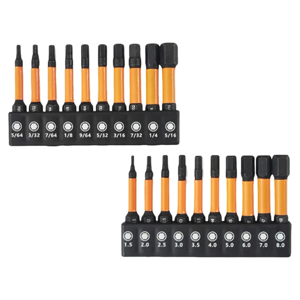 

20pcs 50mm Screwdrivers Bit Set Magnetic Hex Head Screw Driver Bits With Screwdrivers Bit Holder H1.5-H8 5/64-5/16 Hand Tool