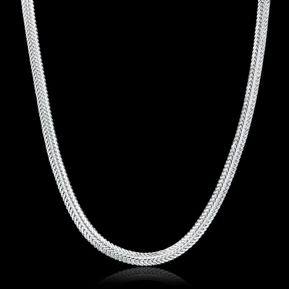 

Fine 925 Sterling Silver Snake Style Chain Necklace for Women Men Jewelry Designer Wedding Engagement Gifts 50-60cm