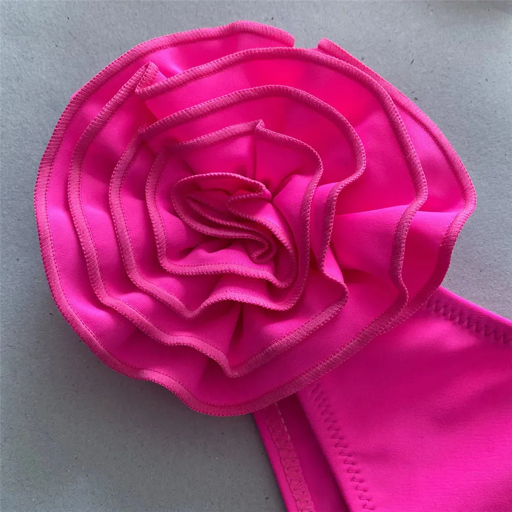 3D Flower Bandeau Bikinis Sets Swimwear Thong Sexy Swimsuit Women High Cut Bathing Swimming Wear Suit Bikinis 2026 De Muejr