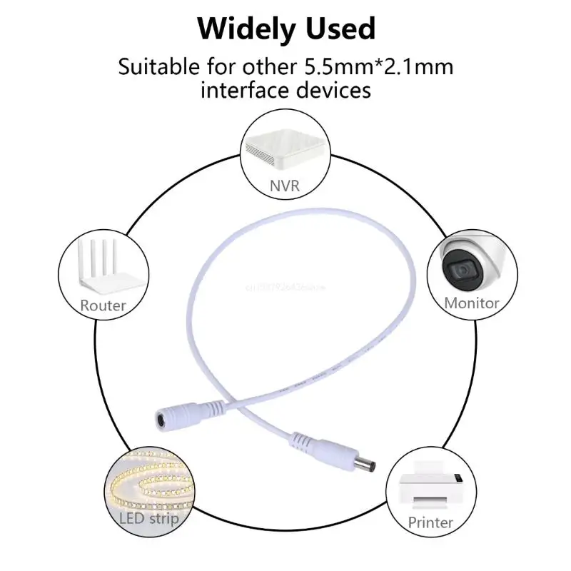 Power Extension Cable 5.5x2.1mm Female to 5.5mmx2.1mm Male Power Cable for CCTV Security Cameras Dropship