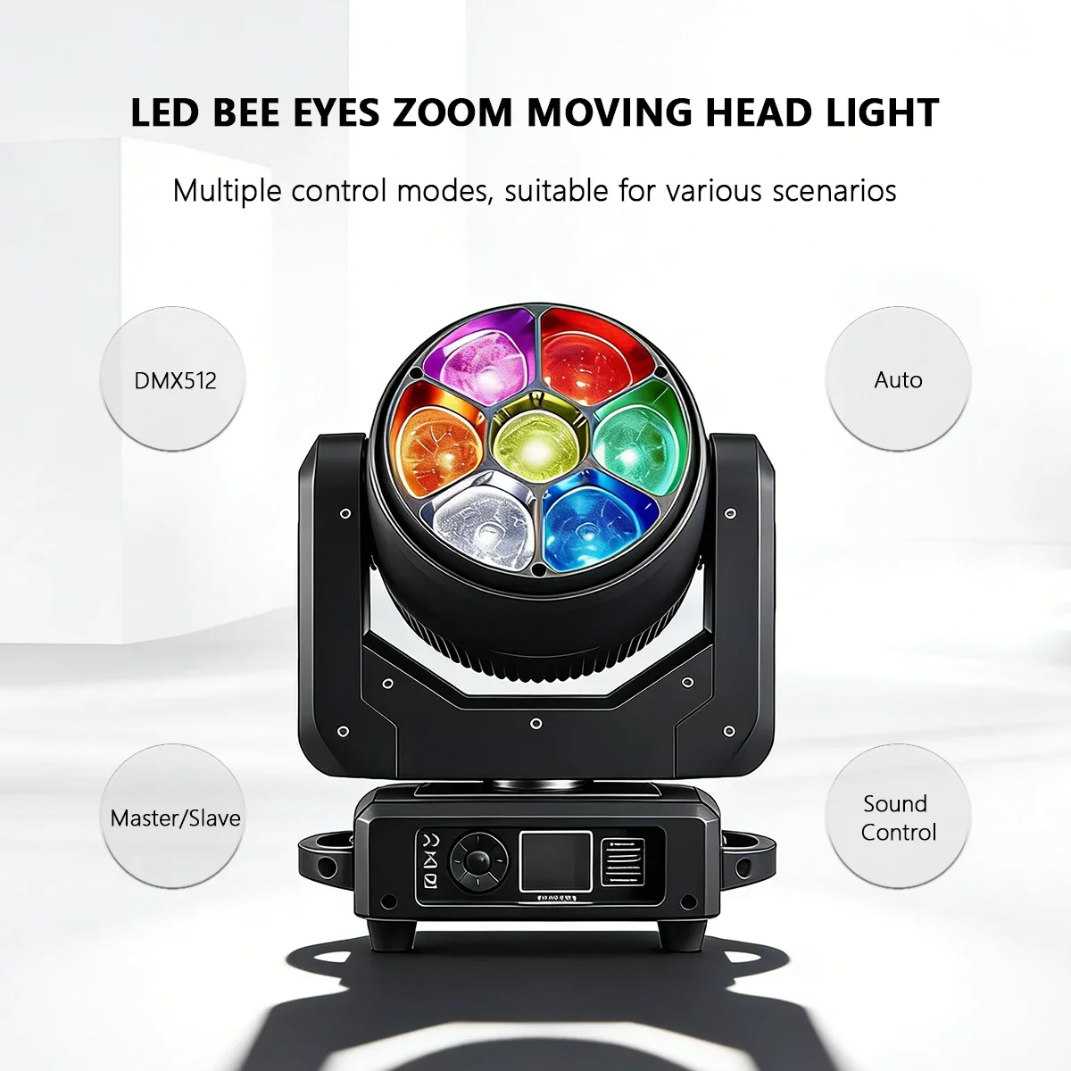 Reiz 500W Moving Head DJ Lights 7x60w LEDs RGBW BEE'S EYE Beam Stage ...