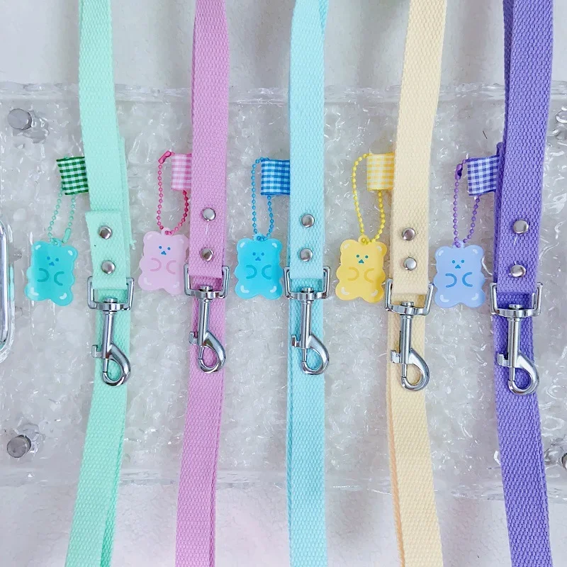 

Cute little bear leash candy color Korean Teddy Bear small dog walking leash cat leash pet supplies