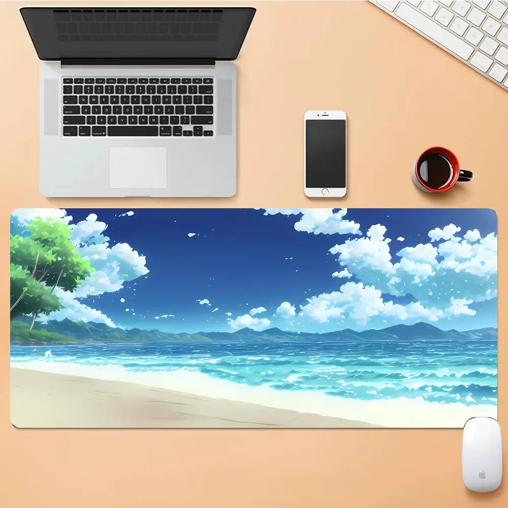 

Beach Mouse Pad Desk Mouse Pad Cute HD Desk Pad Extended Gaming Keyboard Mats Large XXL Gamer Mousepad 90x40