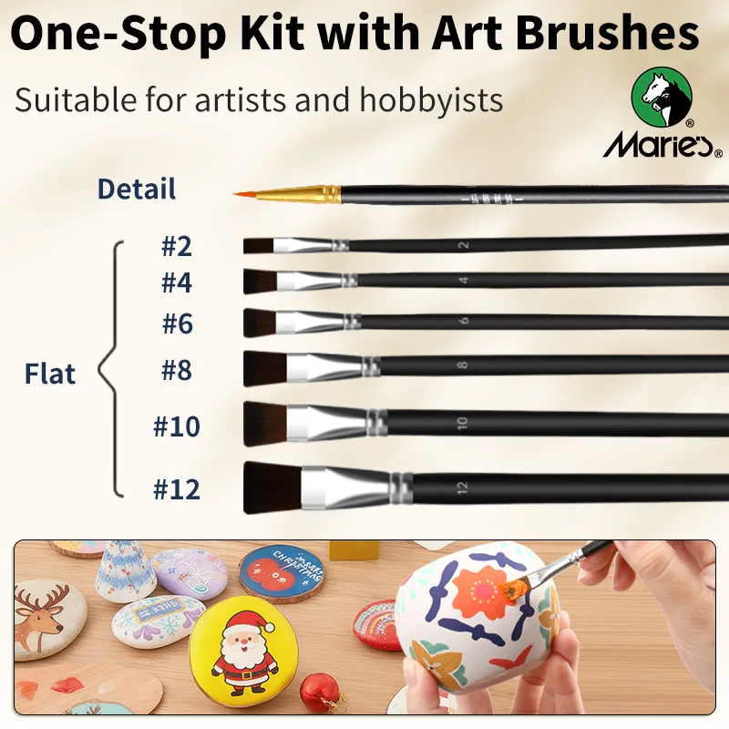 Marie's Acrylic Paint Set Professional,43/31/25/19pcs,12ml/0.4oz with Brushes,for Canvas,Crafts,Wood,Adults,Kids,Perfect Gifts