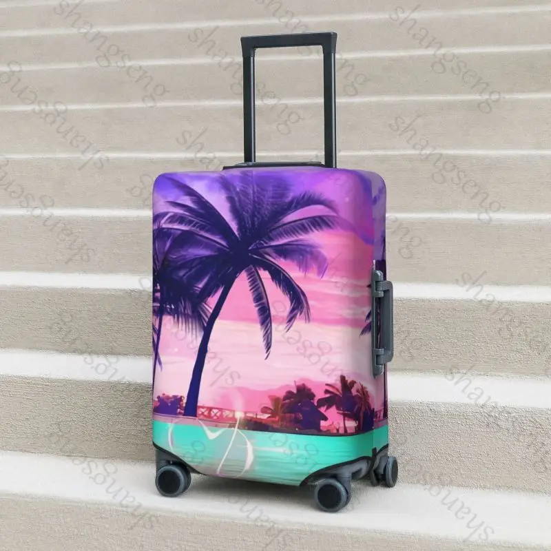 Sunset Beach Coconut Trees Travel suitcase protective case, suitcase cover, elastic protection, washable Luggage cover, 18-32 in