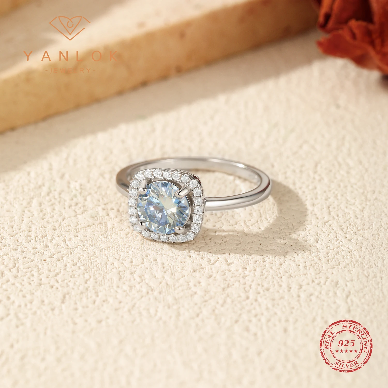 

YANLOK 1CT VVS1 Кольца с муассанитом Clarity, стерлинговое серебро 925 пробы, модные квадратные кольца на палец для женщин, изящные ювелирные изделия