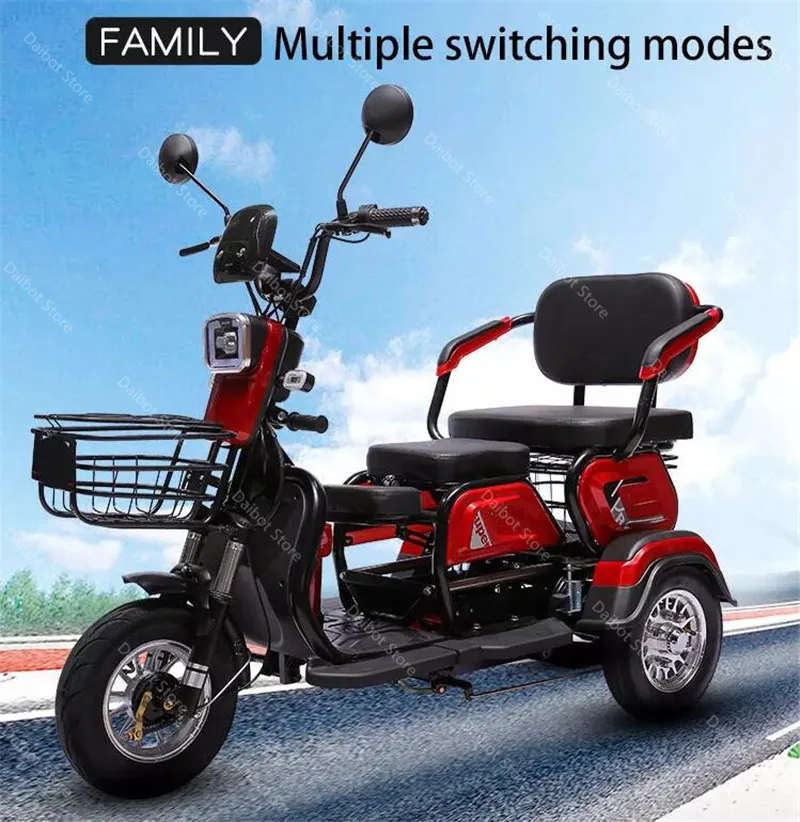 Adult Electric Tricycle 48V 600W 3 Wheel Electric Scooter For Adults Removable Battery Anti Theft System