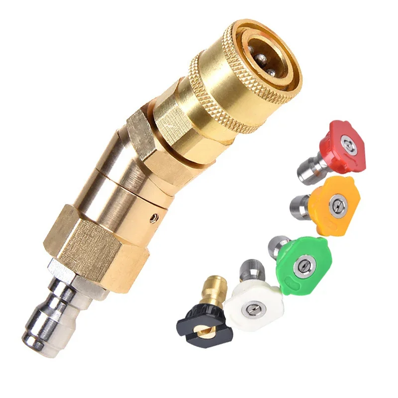 High Pressure Water Gun Universal Nozzle Elbow Adjustment Nozzle 360 ° All Copper Quick Insertion Conversion Quick Connector