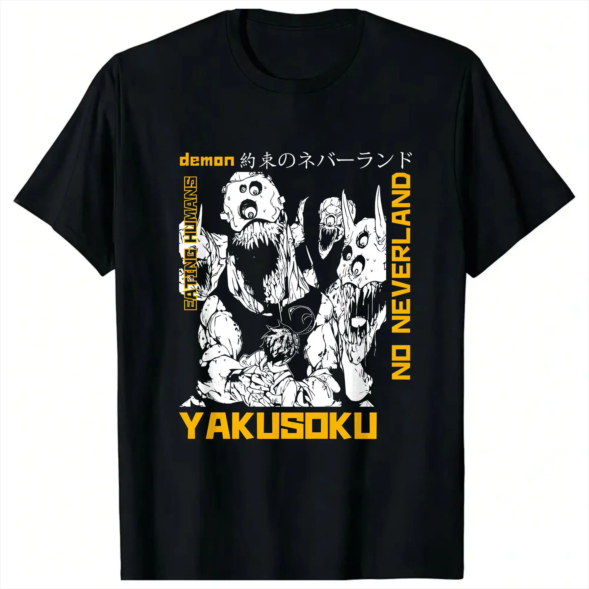 Vintage T-Shirt Summer The Promised Neverland Demon Fashion T Shirts Cotton Tshirt for Mens Y2K Classic Print Short Sleeve Tops