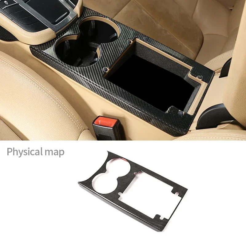 

For Porsche Macan 2014-2020 Car Central Control Water Cup Holder Panel Frame True Carbon Fiber Lnterior Decoration Accessories