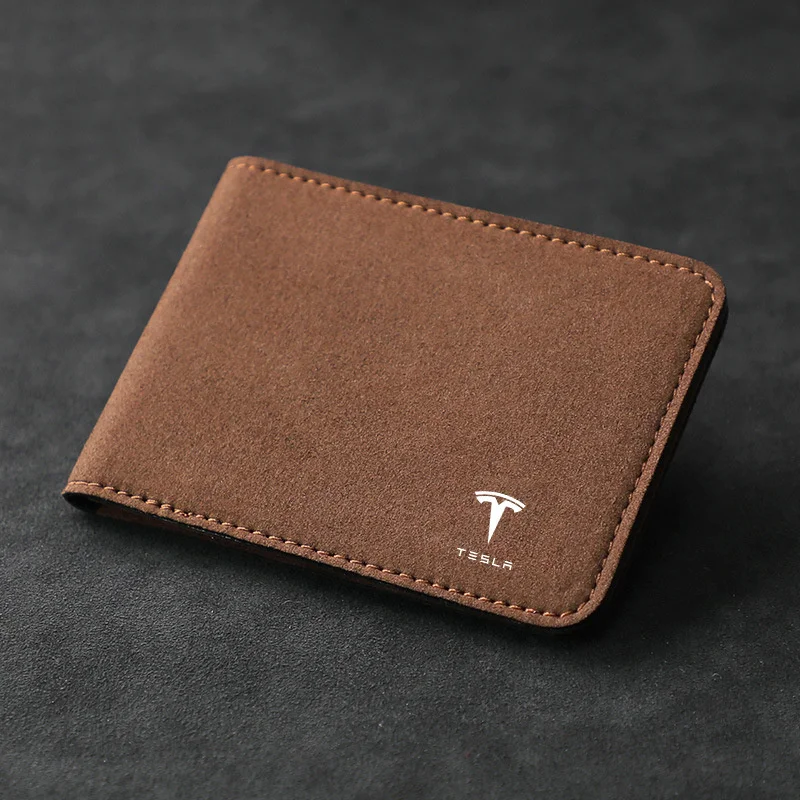 Suede Leather Car Driver License ID Card Bag Credit Card Holder FIT For Tesla Model 3 Model S Model X Model Y Roadster SpaceX