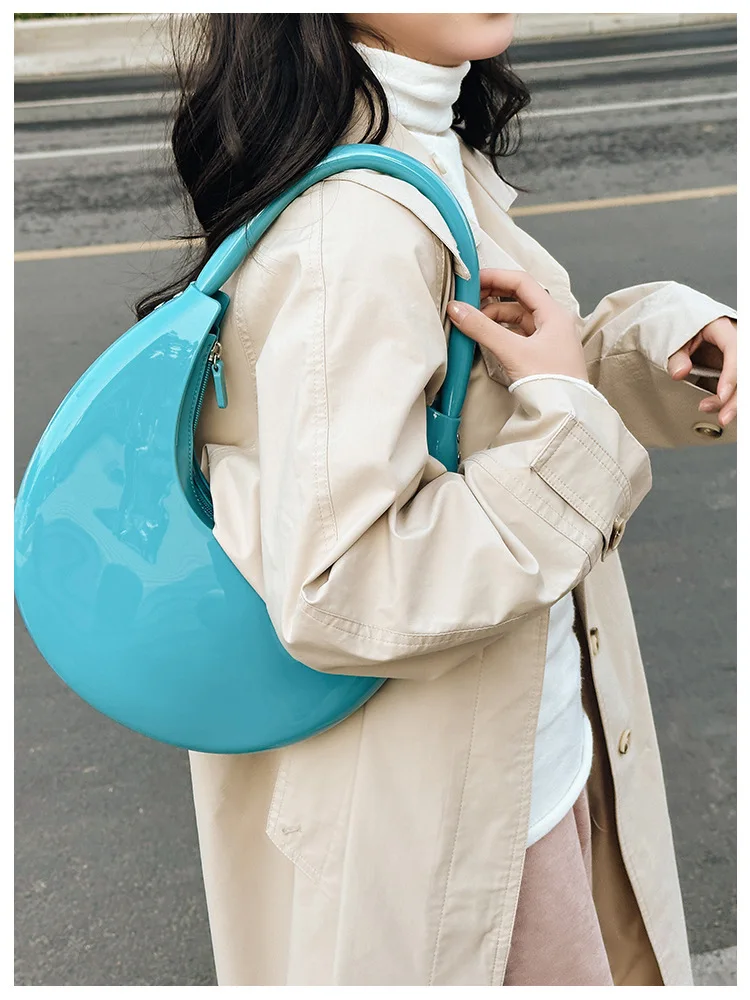 Women Bag Half Moon New Fashion Solid Soft PVC Designer Bags Luxury Shoulder Bag Handbag All-match