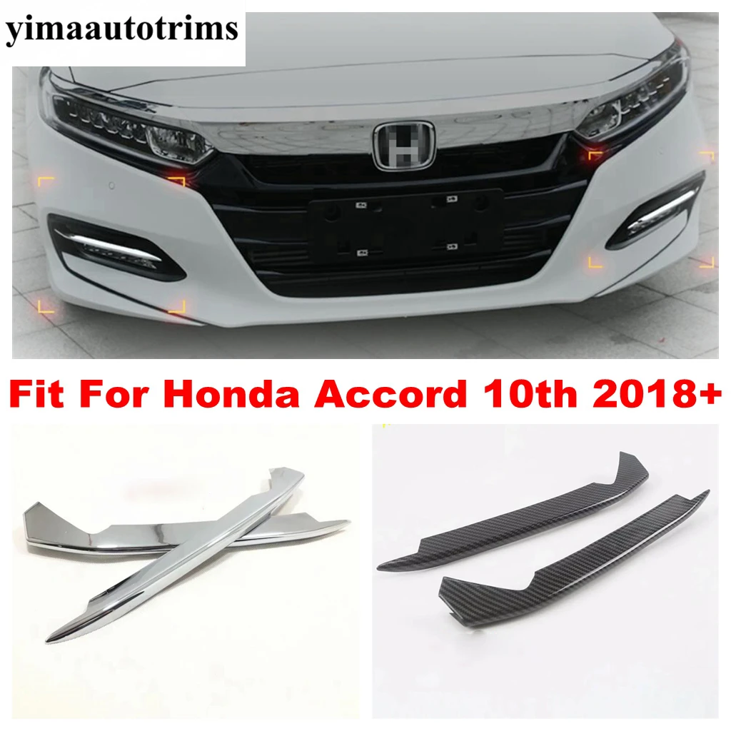 

Front Bumper Fog Lights Lamps Eyelid Eyebrow Panel ABS Chrome / Carbon Fiber Look Cover Trim For Honda Accord 10th 2018 - 2022