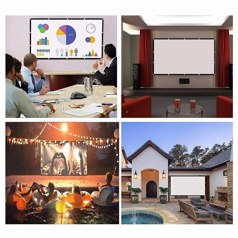 Schermo per proiettore portatile SMIEA per home theater esterno HD bianco pieghevole anti-piega (72 pollici)
