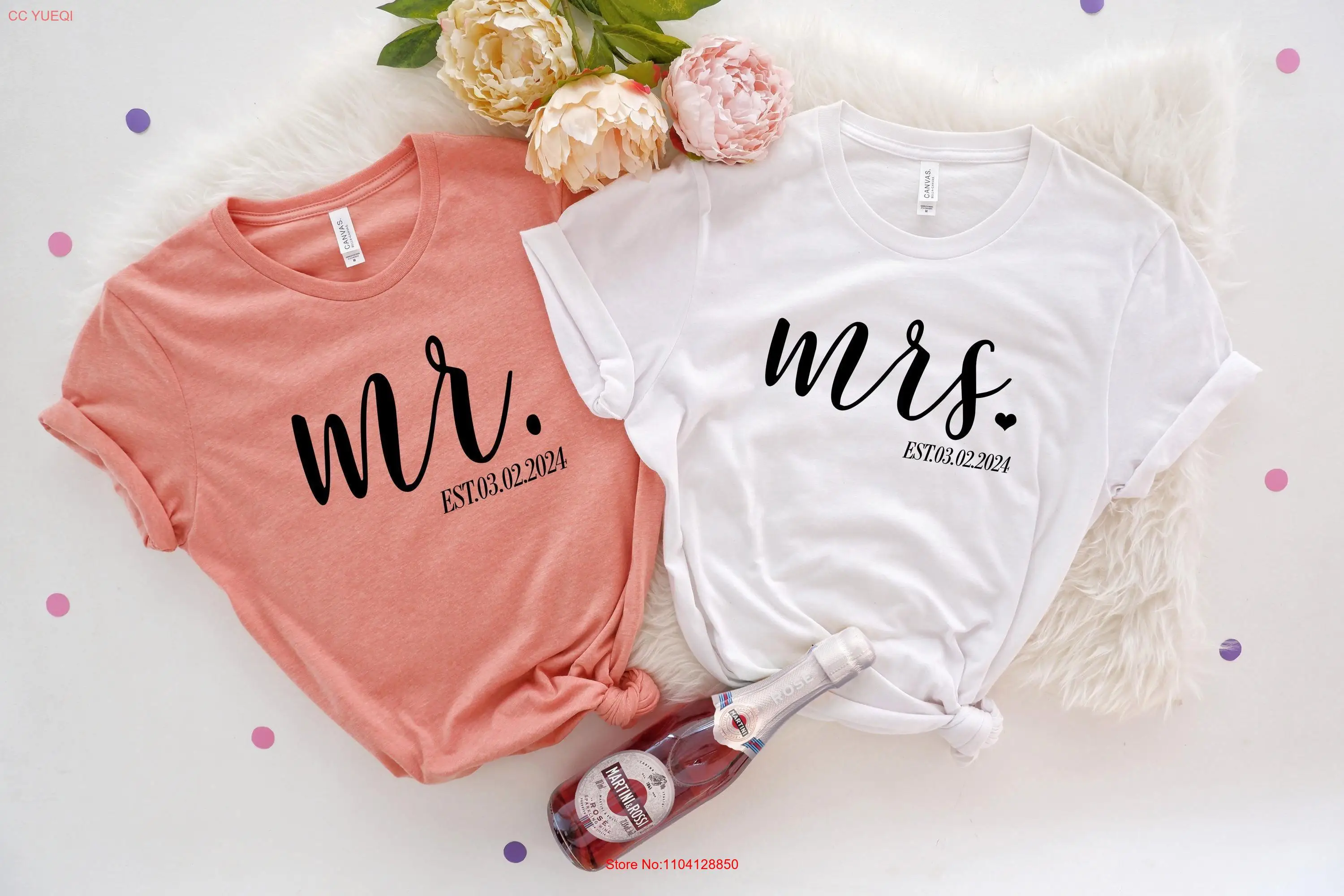 커플용 긴팔 또는 반팔 티셔츠, 아내 신혼여행, 결혼 파티, 약혼 EST