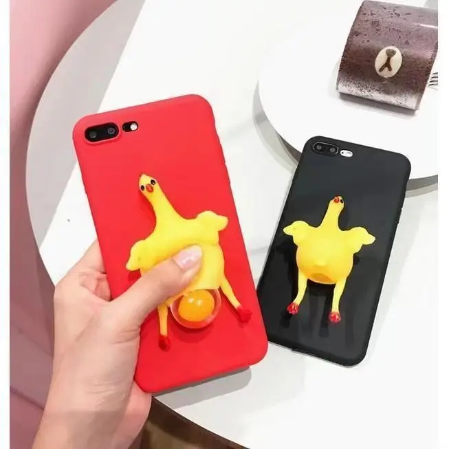 Funny 3D Stress Reliever Yellow Chicken Phone Case For iPhone 15 14 13 11 12 Pro Max X XS MAX XR 7 8 Plus SE2020 Silicone Cover