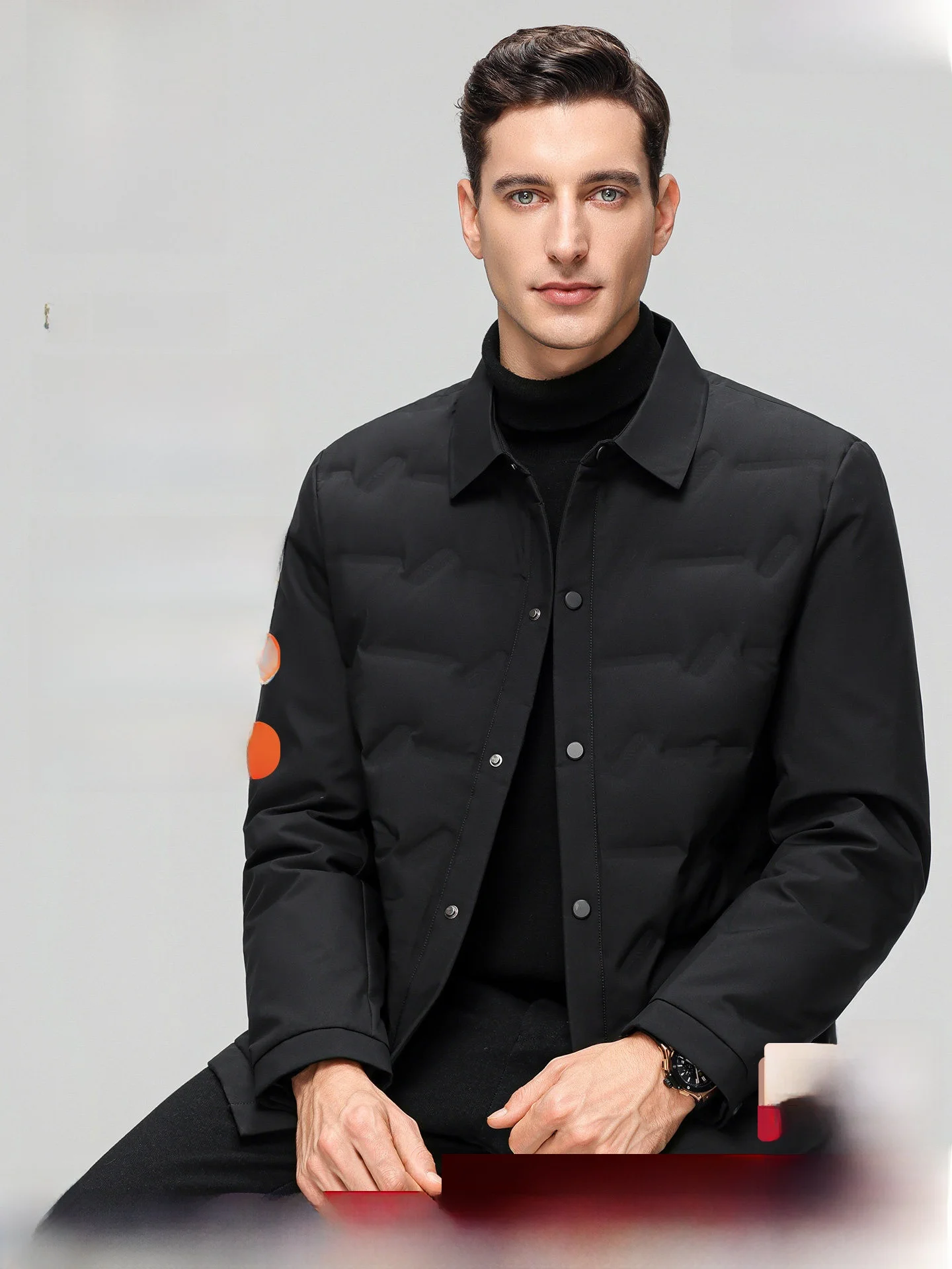 Lormen Men's Short Collared down Jacket Lightweight Warm Fashion Urban Style Outdoor Polyester Fiber Duck down Filled Coat