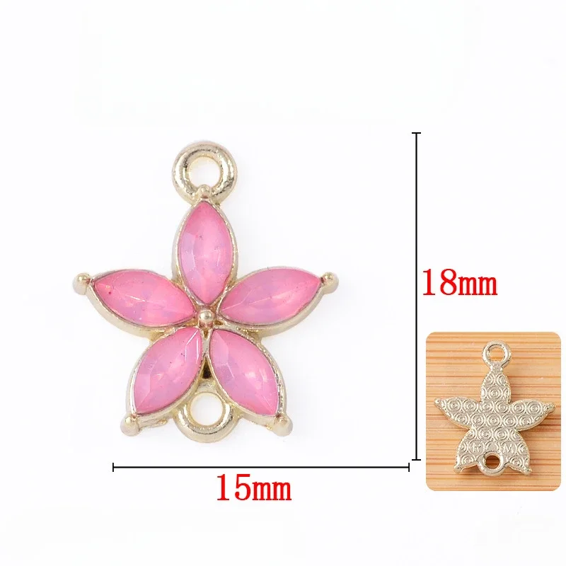 WZNB 20Pcs Crystal Flowers Charms Stars Alloy Pendant Connector for Jewelry Making Handmade Earring Necklace Diy Accessories