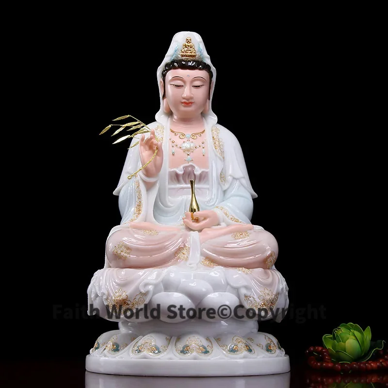 2025 HOME temple Efficacious protection worship Goddess jade High grade GUAN YIN buddha statue Auspicious Safety Healthy bless