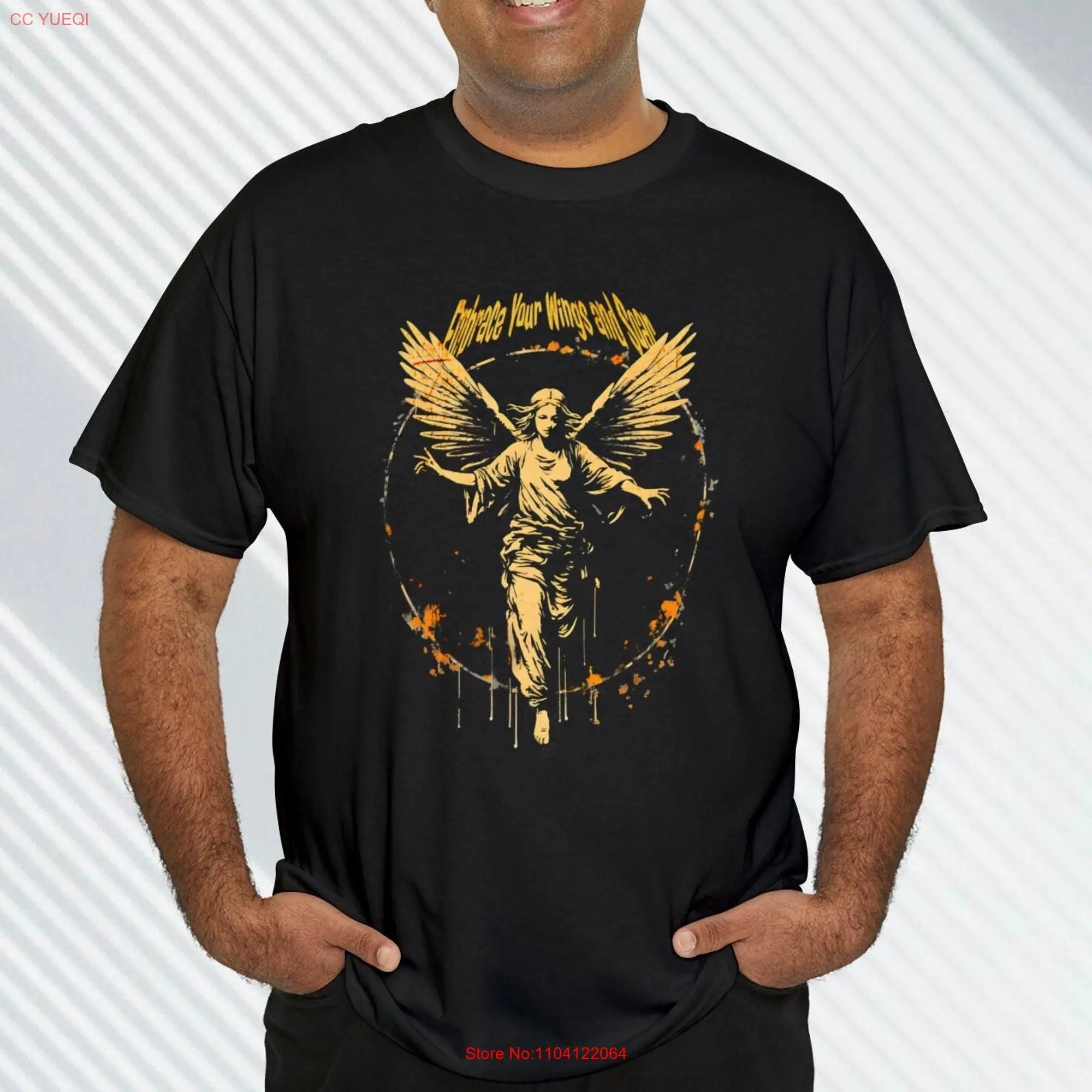 Embrace Your Wings and Soar Angel Custom Heavy Cotton T Shirt long or short sleeves