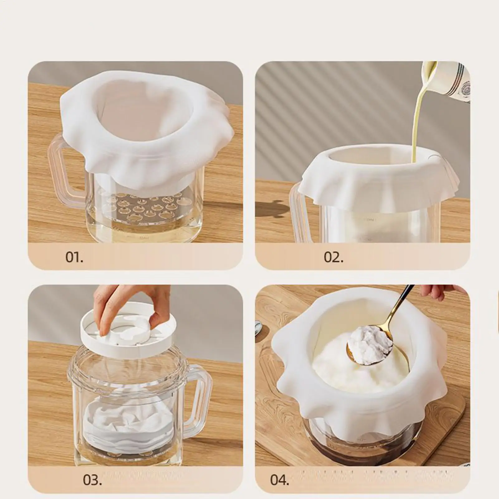 

Yogurt Strainer Reusable Yogurt Press Strainer With Lid Multifunctional Kitchen Tools For Dormitory Rental Apartment Restaurant