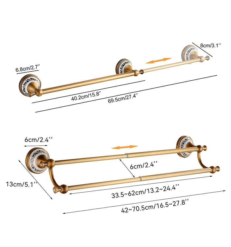 Antique Bronze Bathroom Accessories Sets Towel Shelf Towel Holder Toilet Paper Holder Rove Hook Ceramic Bathroom Products EL3100