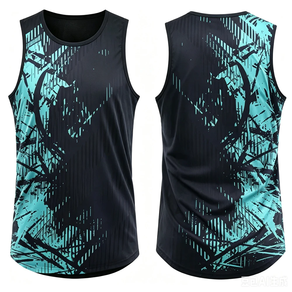 Funny Geometric Lines Print Men's Tank Top Casual O-neck Sleeveless Shirt Summer Loose Man Vest Fashion Quick Dry Breathable Tee