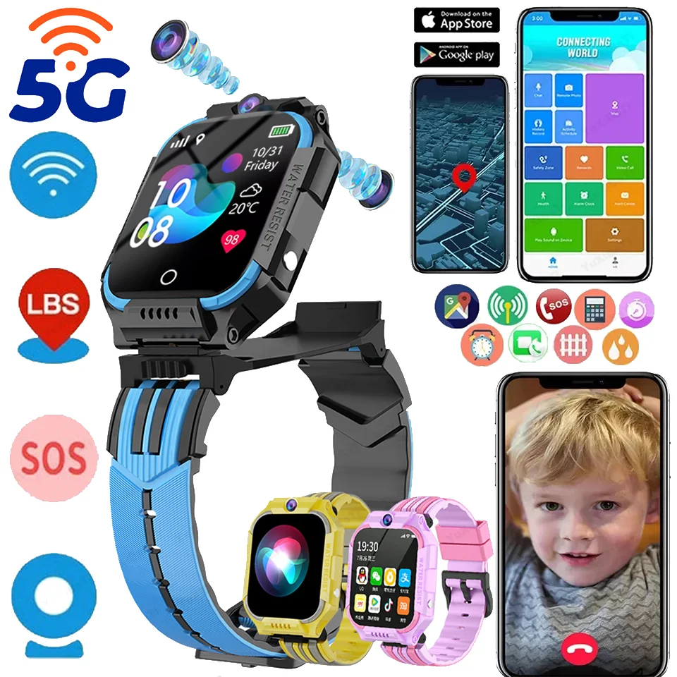 New For Xiaomi Kids 4G/5G Smart Watch SOS GPS Location Sim Card Call Camera Child Smartwatch 1.83Inch WIFI Waterproof Watch Gift