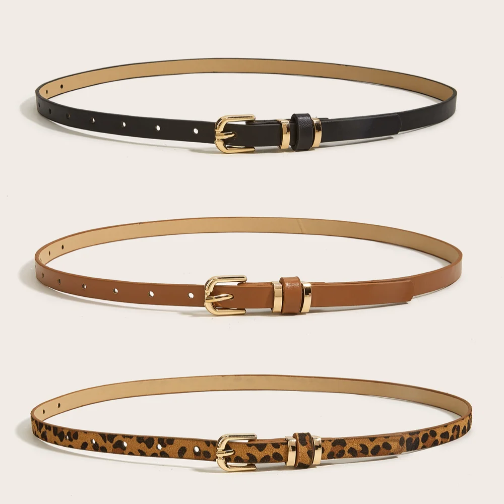 

Fashionable Versatile Thin Belt Needle Buckle Thin Buckle Women's Belt Leopard Pattern 1.3 cm Wide Leopard Waistband Gift