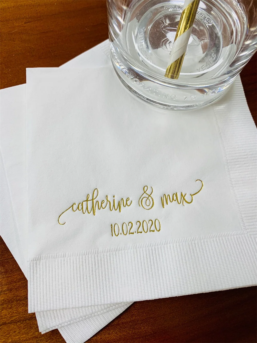 50PCS Personalized Napkins Personalized Napkins Wedding Anniversary Engagement Printed Custom Monogram Cocktail Beverage Luncheo