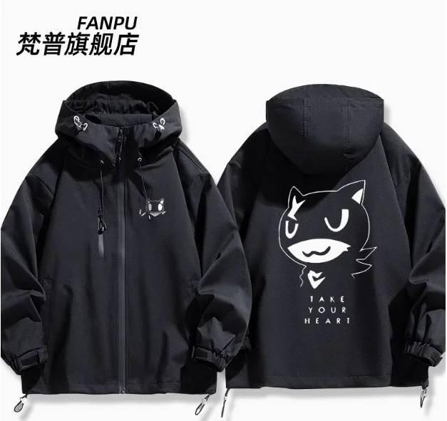 Anime Persona 5 Amamiya Ren Morgana Windbreaker Jacket Hoodie Cosplay Autumn Winter Men Women Coat Loose Tops