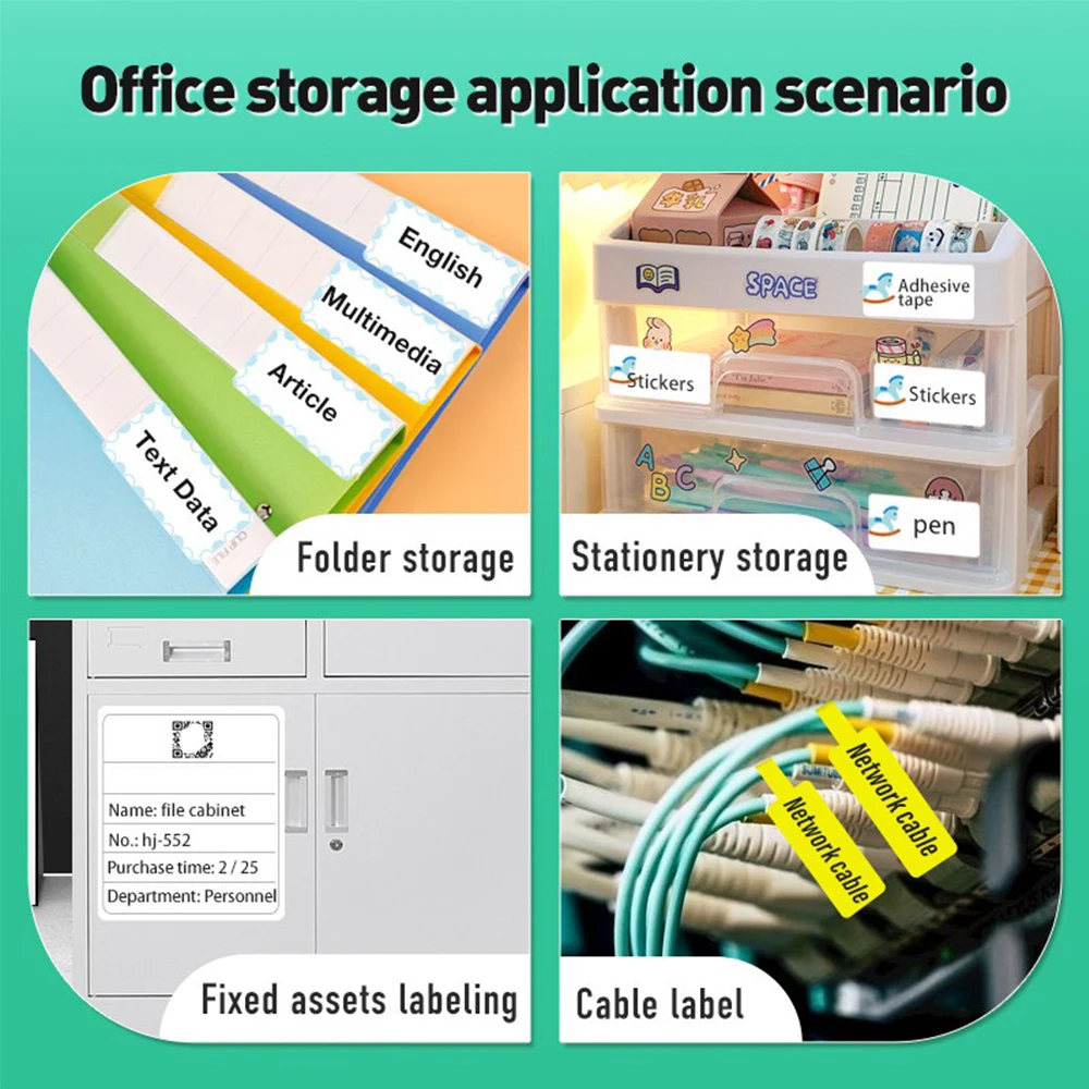 1ROll For M110/M221/M120/M200/B3S Label Printer Paper Network Cable Optical Fiber Tail Adhesive,Cables label,25x38mm 100pcs/Roll